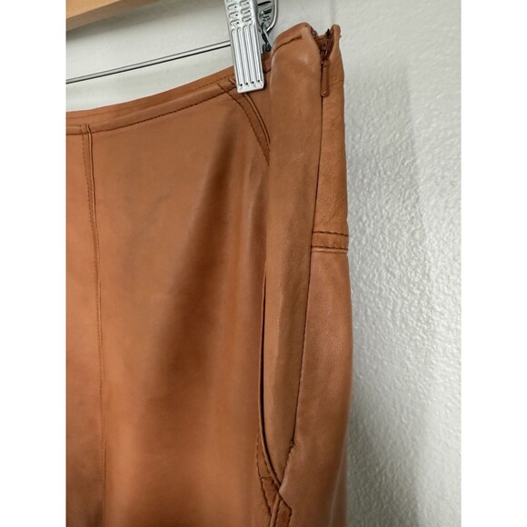 Leith Genuine Leather Soft Brown Knee-length Skirt Size 8 Western Cowboycore - Picture 3 of 13